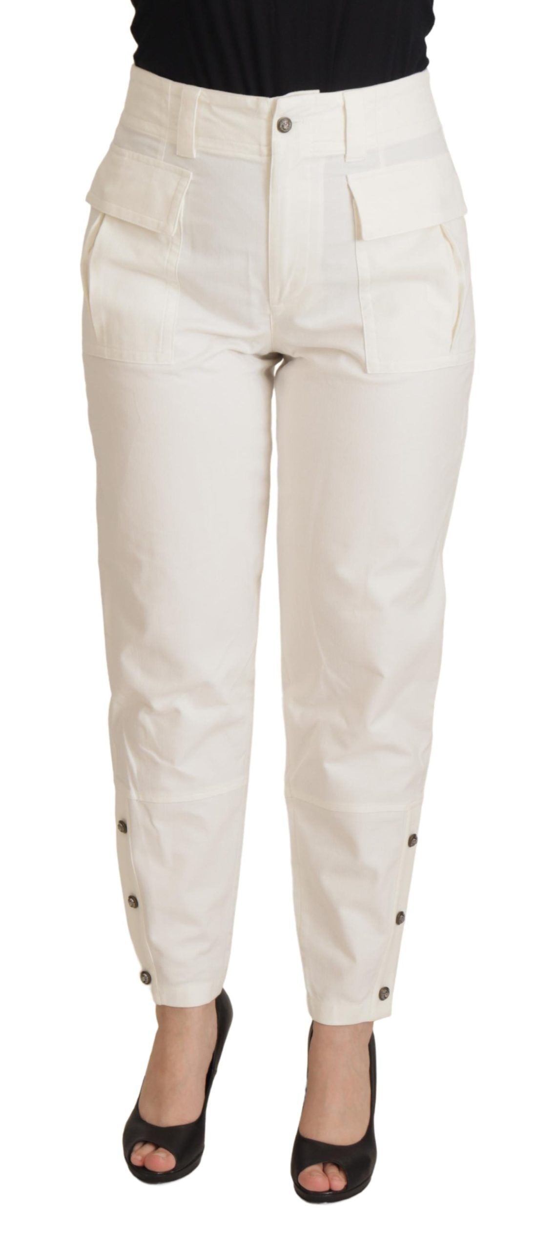 Dolce &amp; Gabbana Elegant white tailored high waist trousers