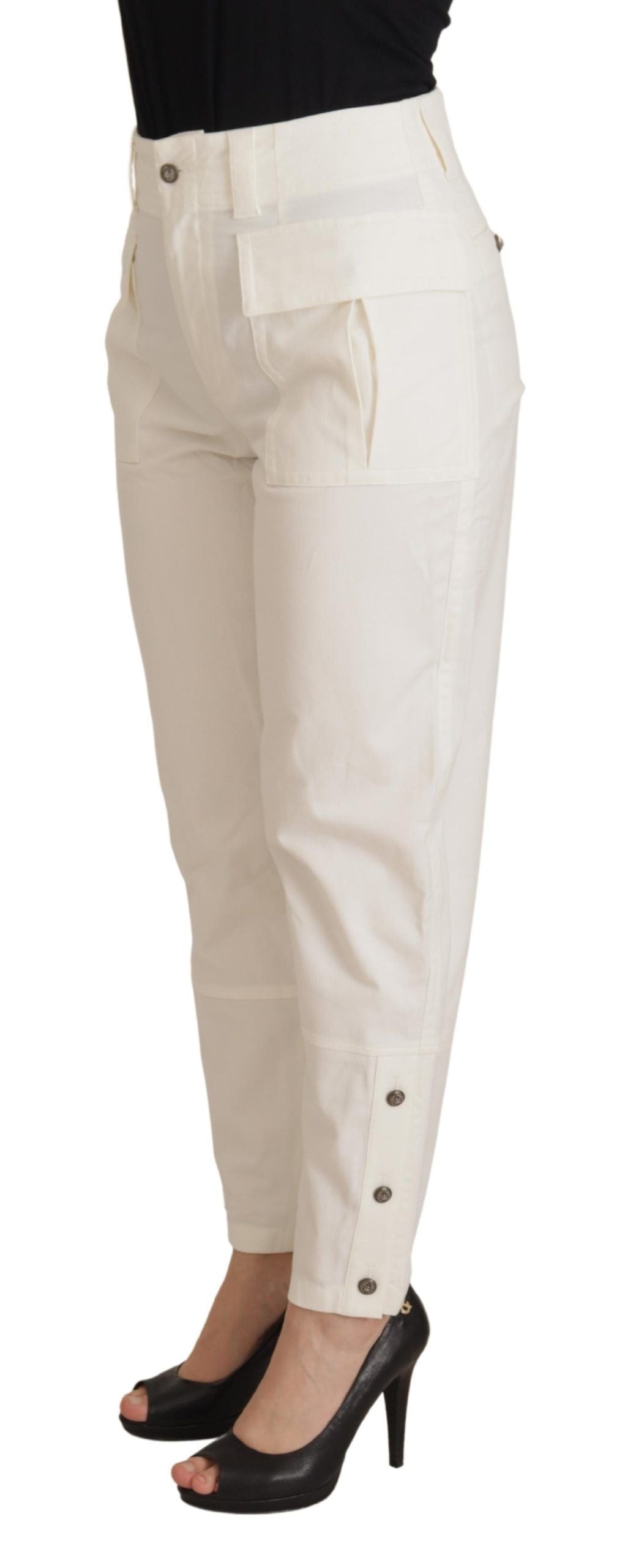 Dolce &amp; Gabbana Elegant white tailored high waist trousers