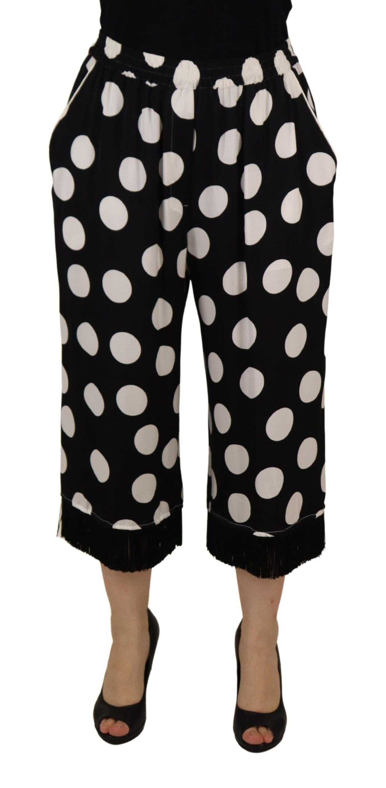 Dolce &amp; Gabbana Mid-Waist Polka Dot Silk Pants