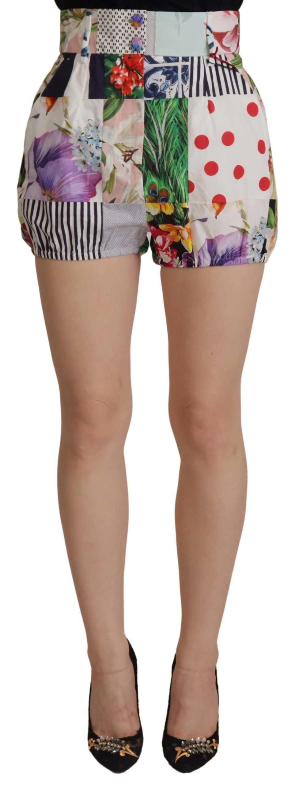 Dolce &amp; Gabbana Patchwork Designer High Waist Shorts