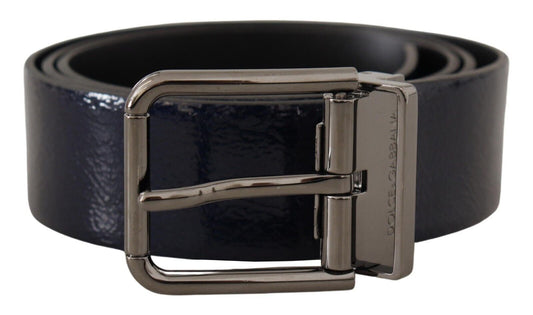 Dolce &amp; Gabbana Elegant blue leather belt with silver buckle