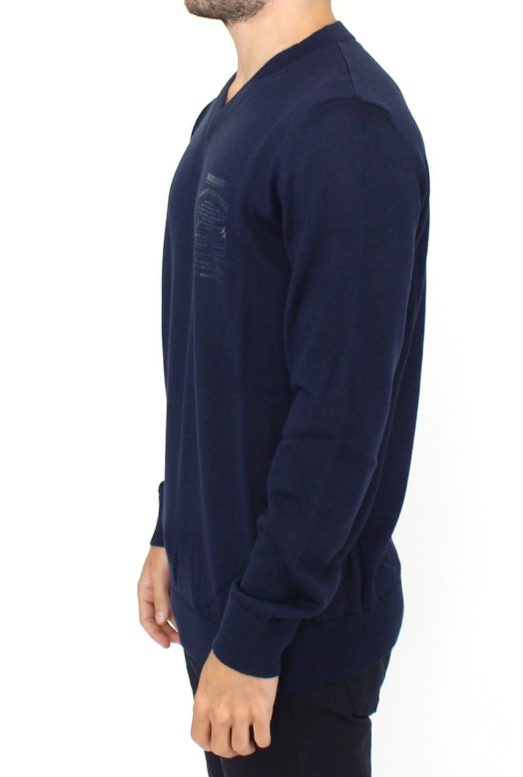 Ermanno Scervino Elegant blue V-neck sweater in wool blend