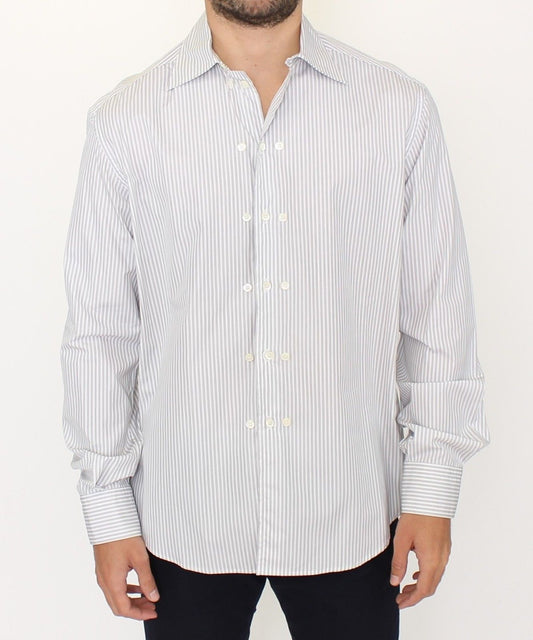 Ermanno Scervino Elegant white and grey striped cotton shirt