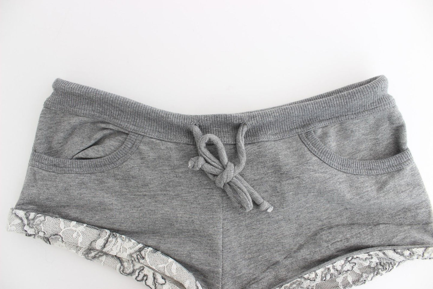 Ermanno Scervino Chic grey mini shorts with lace trim