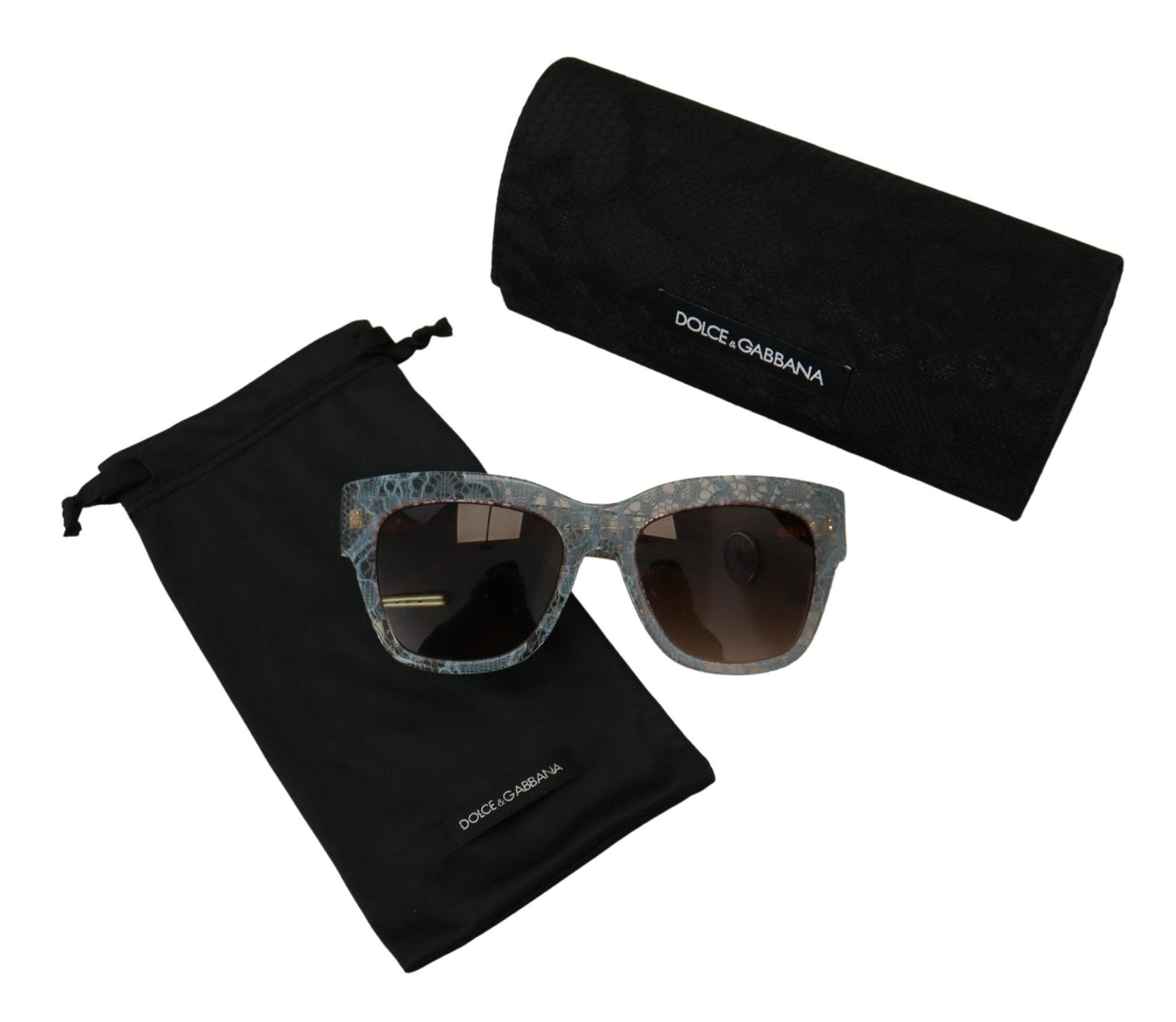 Dolce &amp; Gabbana Elegant blue sunglasses with lace detail