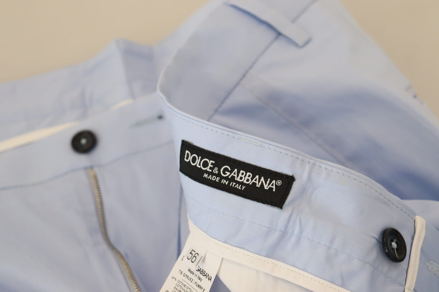 Dolce &amp; Gabbana Elegant Slim Fit Chinos in Light Blue