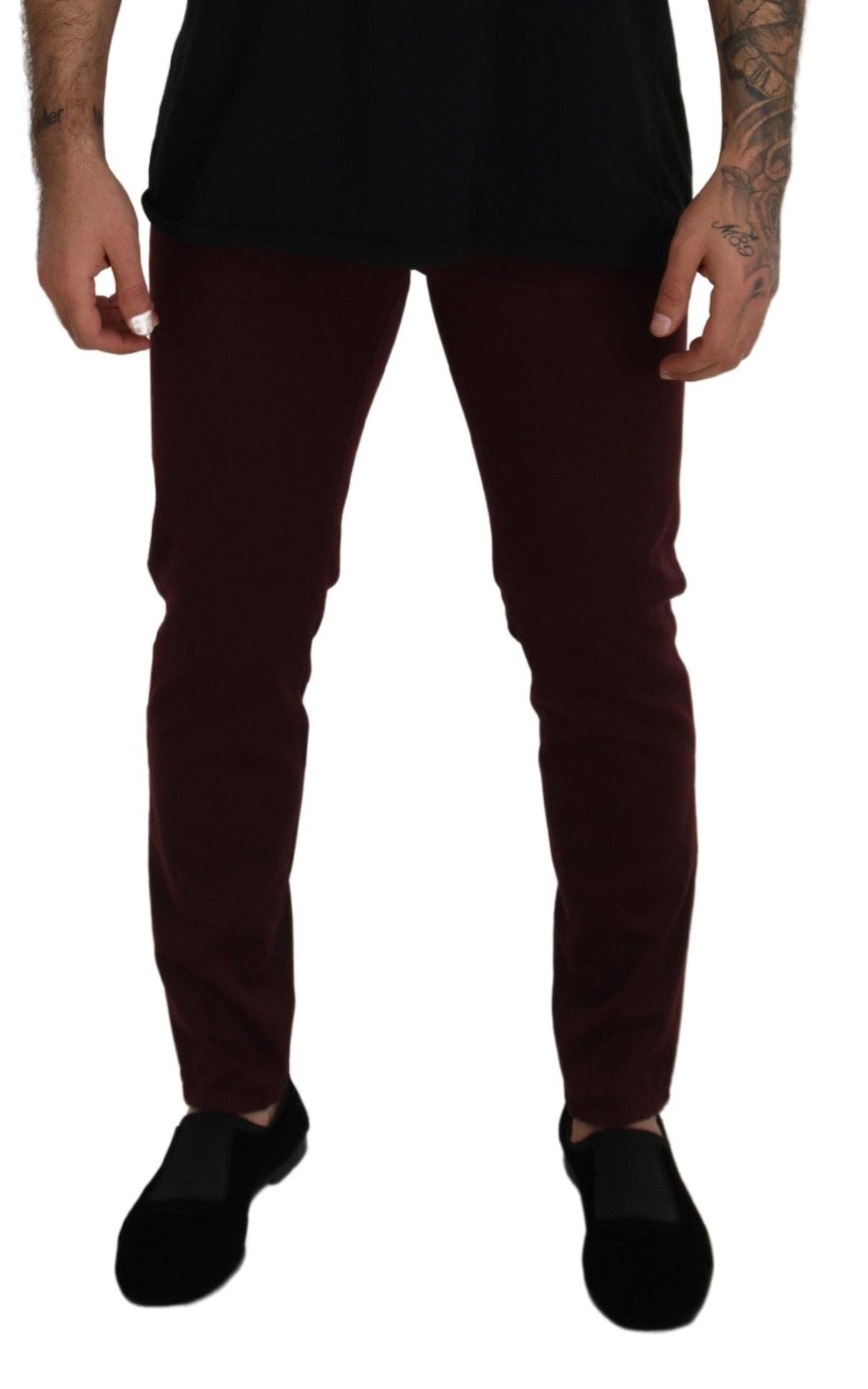 Dolce &amp; Gabbana Slim Fit Bordeaux Jeans - Italian Luxury