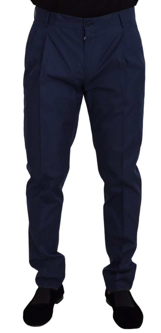 Dolce &amp; Gabbana Elegant slim fit chinos in blue silk blend