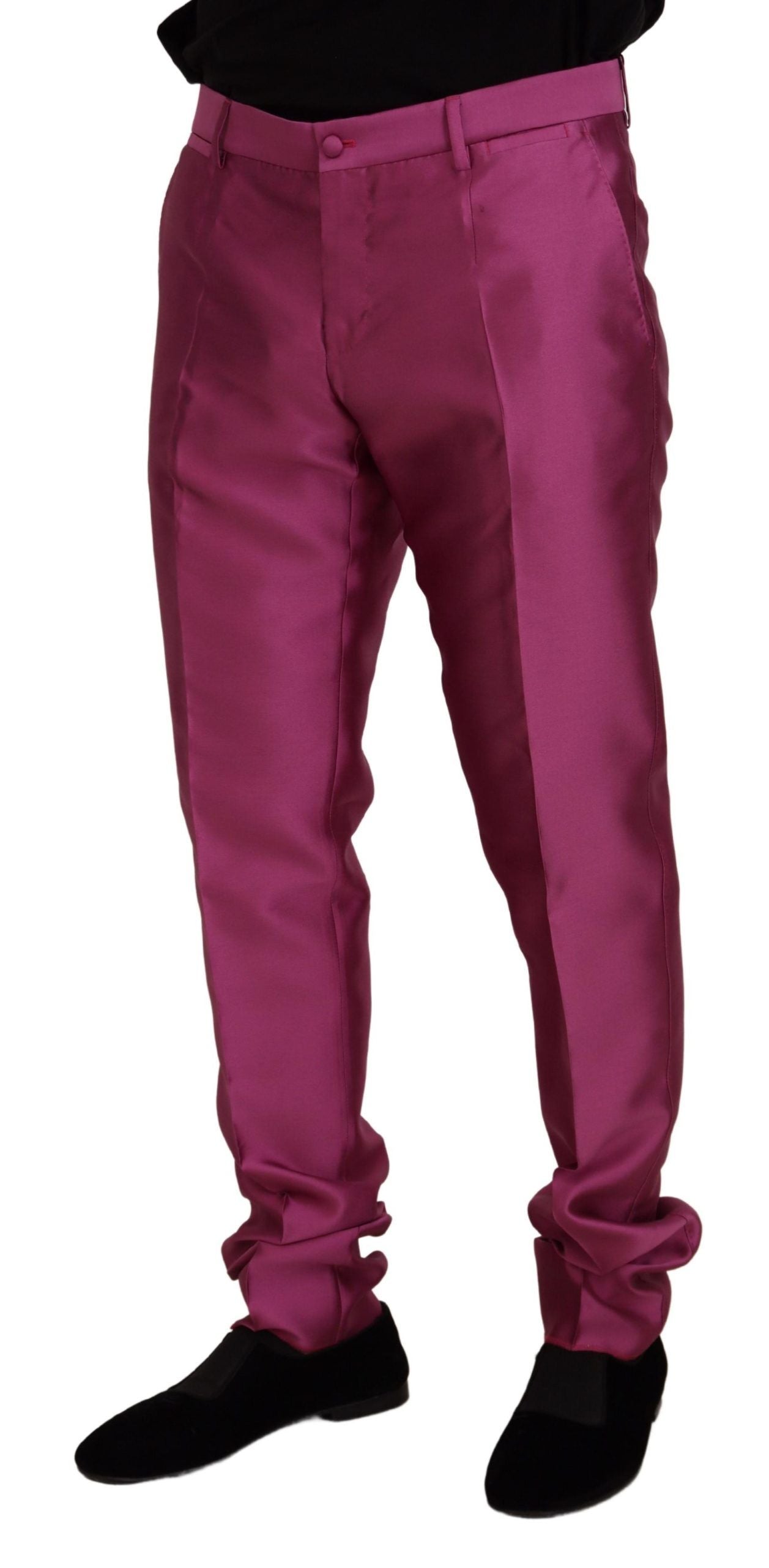 Dolce &amp; Gabbana Elegant Slim Fit Trousers in Pink for Formal Occasions