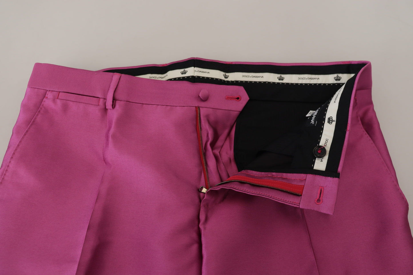 Dolce &amp; Gabbana Elegant Slim Fit Trousers in Pink for Formal Occasions