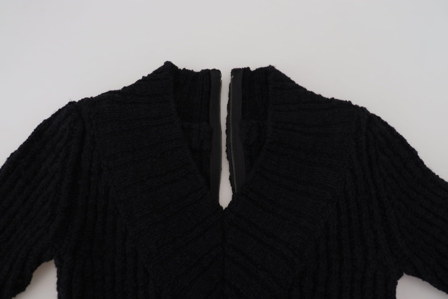 Dolce &amp; Gabbana Elegant Black Wool Blend Sweater Dress