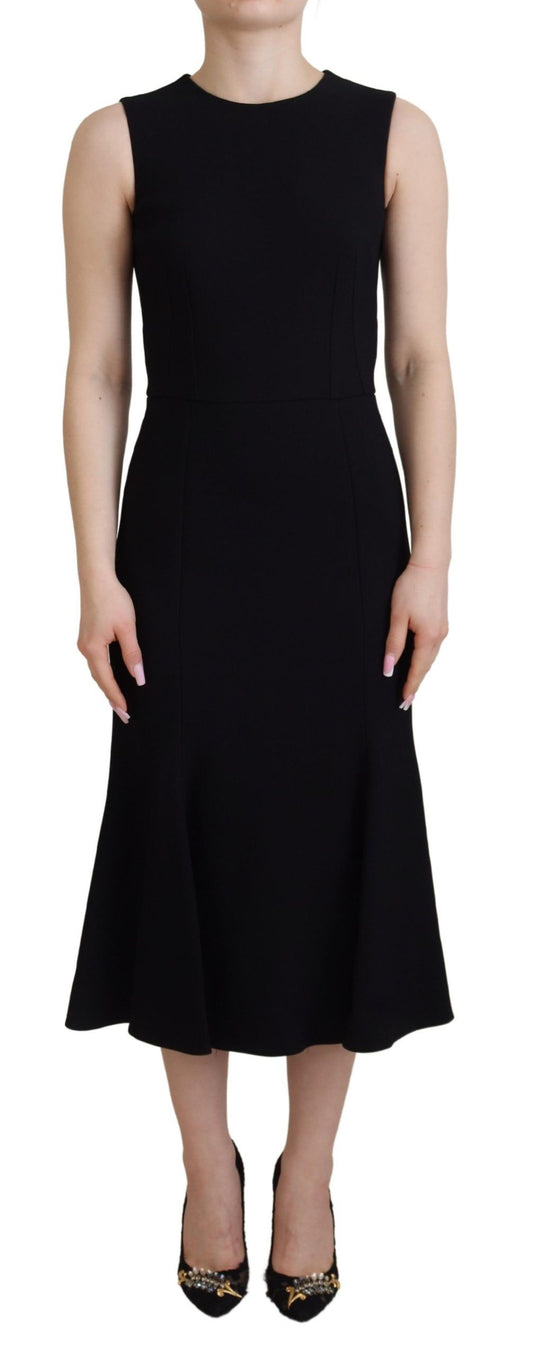 Dolce &amp; Gabbana Elegant Black Sheath Dress with Flared Fit