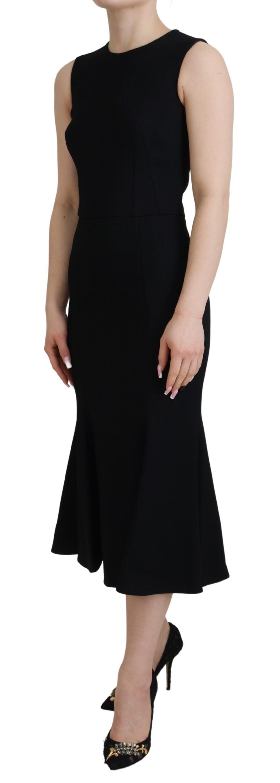 Dolce &amp; Gabbana Elegant Black Sheath Dress with Flared Fit