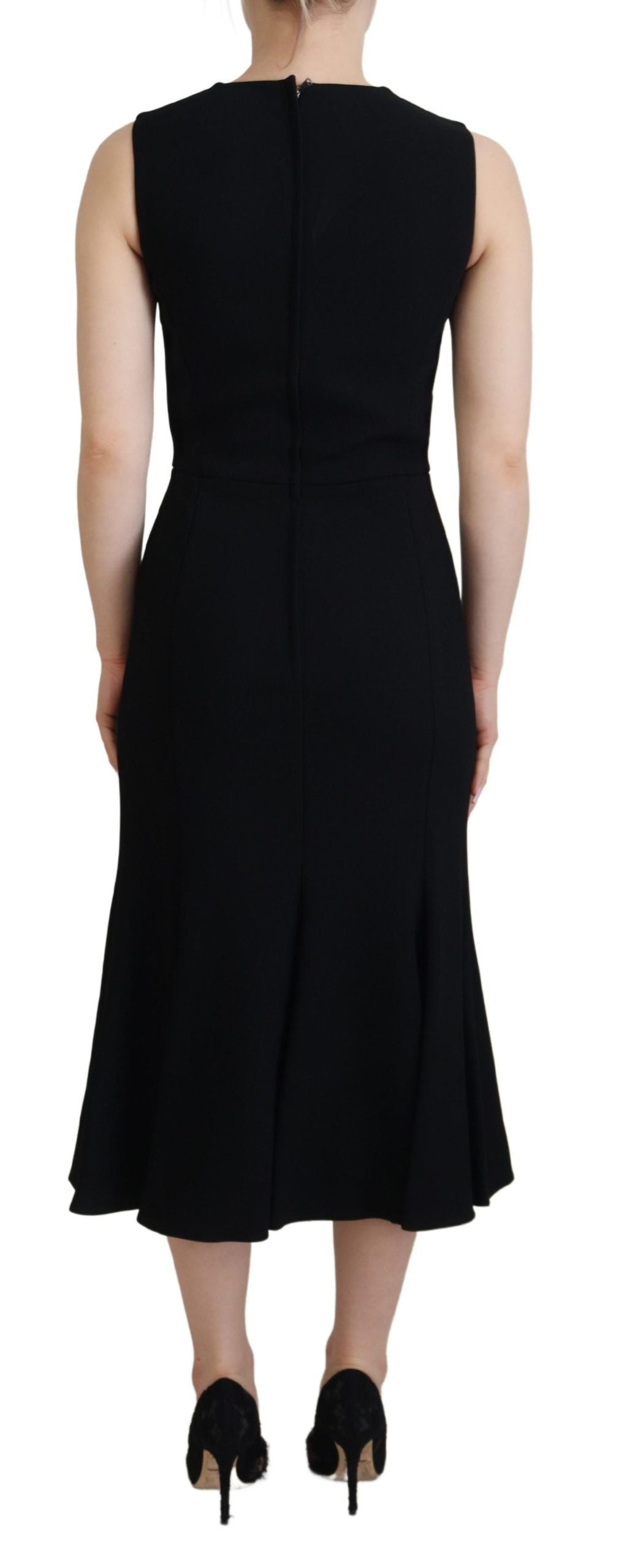 Dolce &amp; Gabbana Elegant Black Sheath Dress with Flared Fit