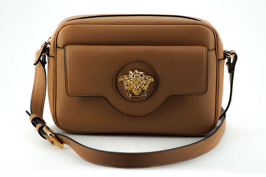 Versace Elegant Brown Nahkainen Kameralaukku Olkalaukku