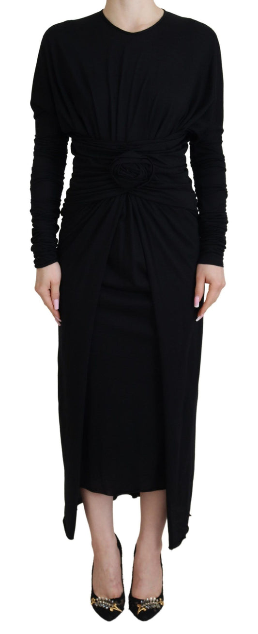 Dolce &amp; Gabbana Elegant wrap-style sheath dress with long sleeves