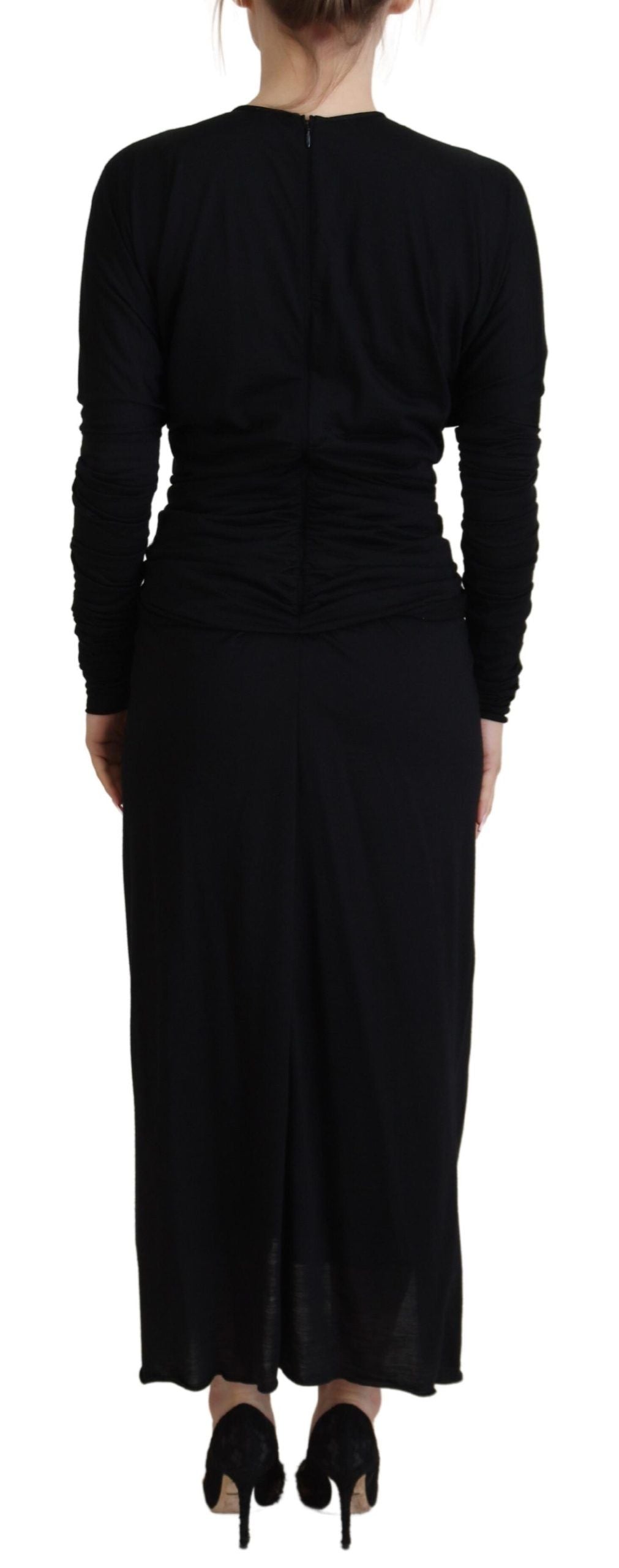 Dolce &amp; Gabbana Elegant wrap-style sheath dress with long sleeves