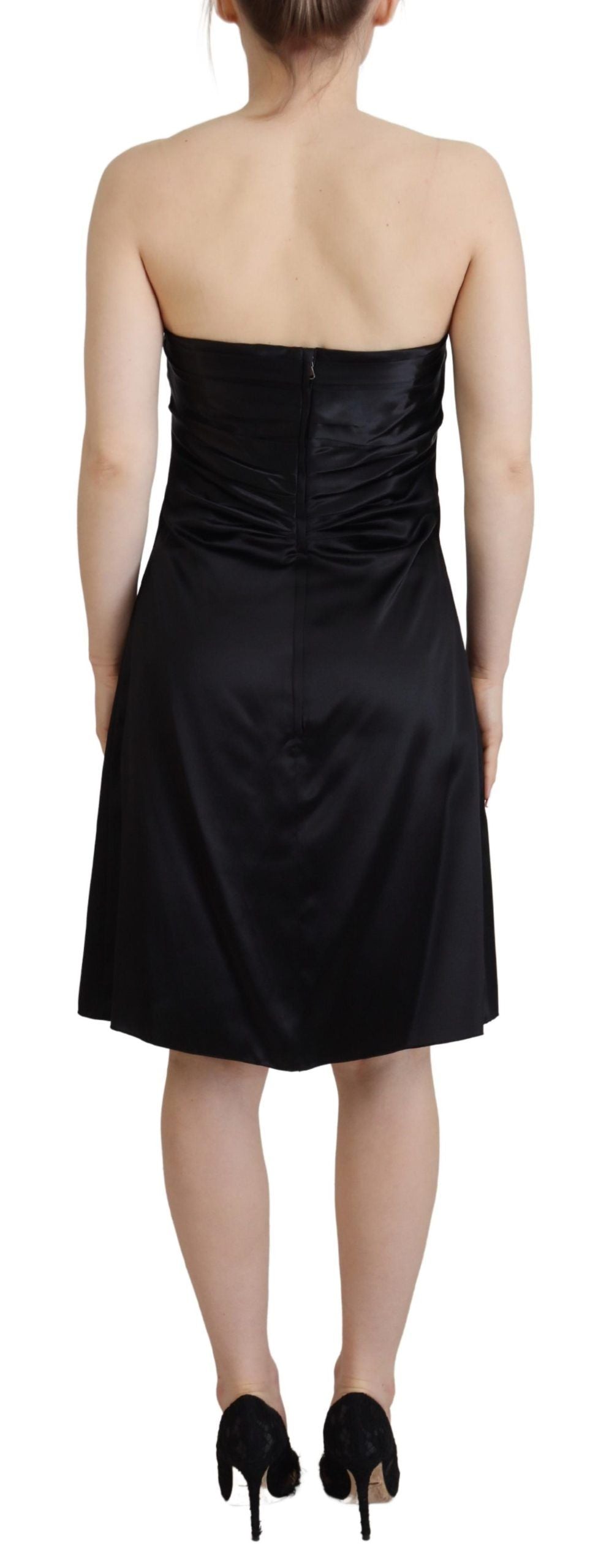 Dolce &amp; Gabbana Elegant Black Silk Mini Dress without Sleeves