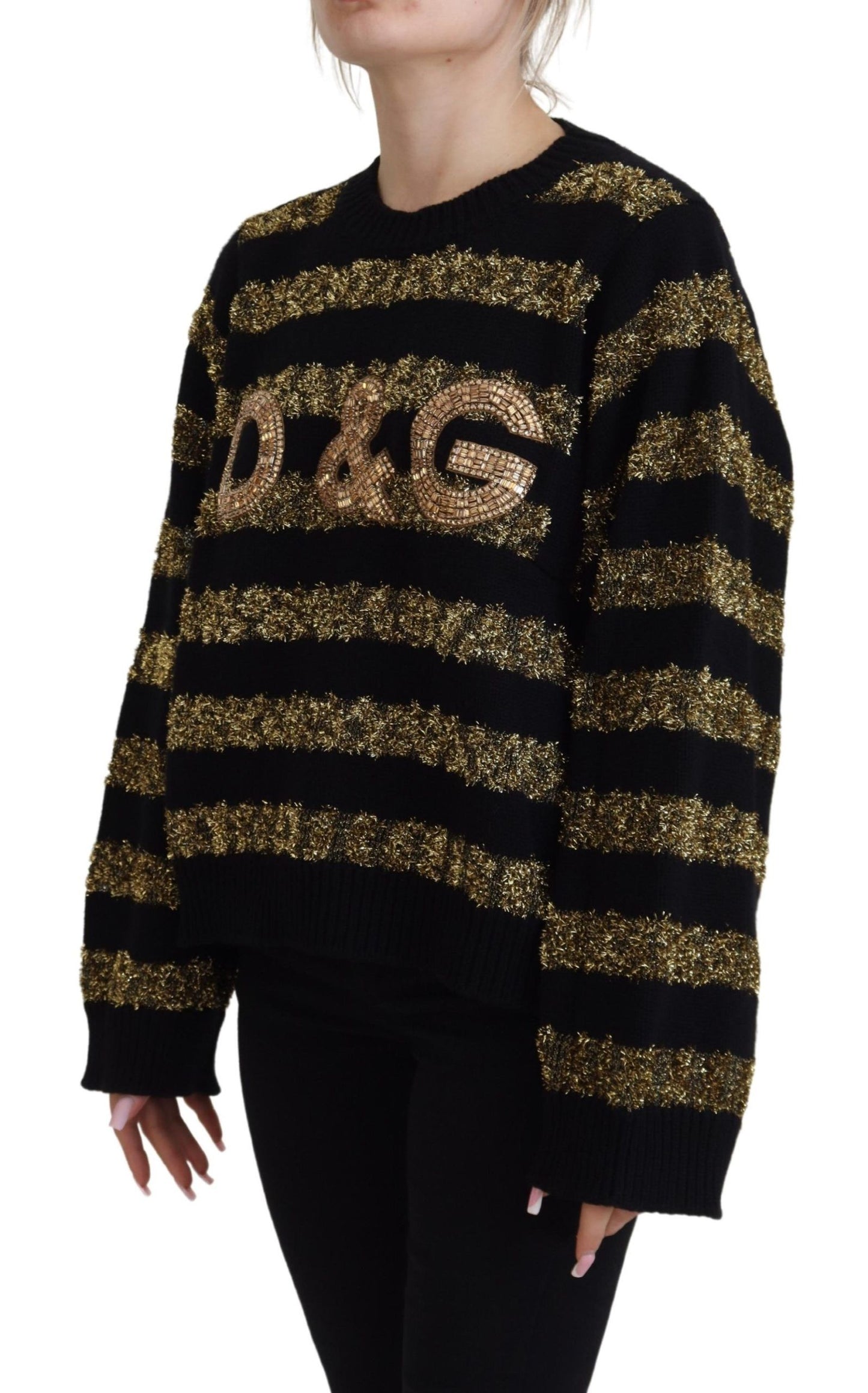 Dolce &amp; Gabbana Elegant sweater with black and gold crystal