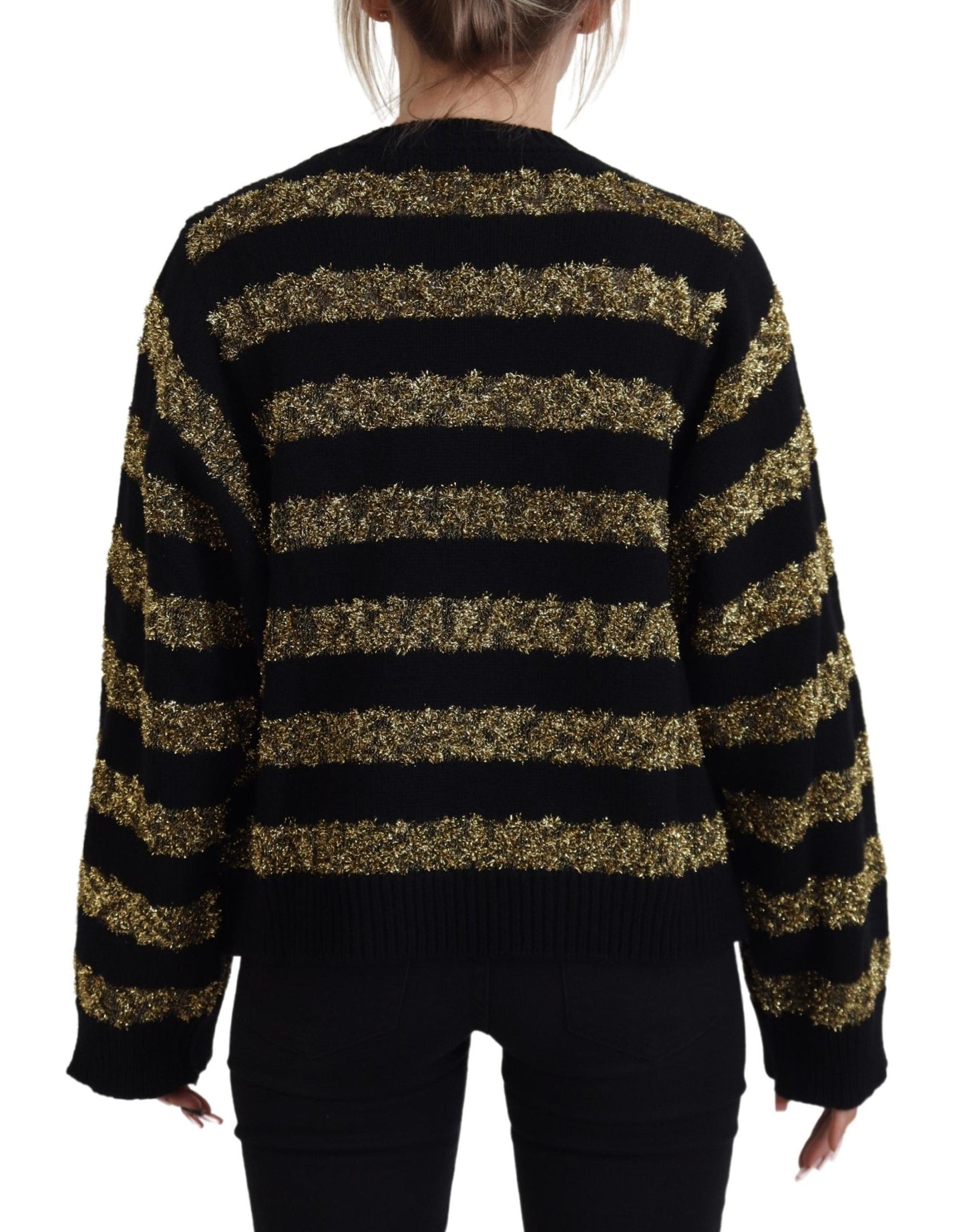 Dolce &amp; Gabbana Elegant sweater with black and gold crystal