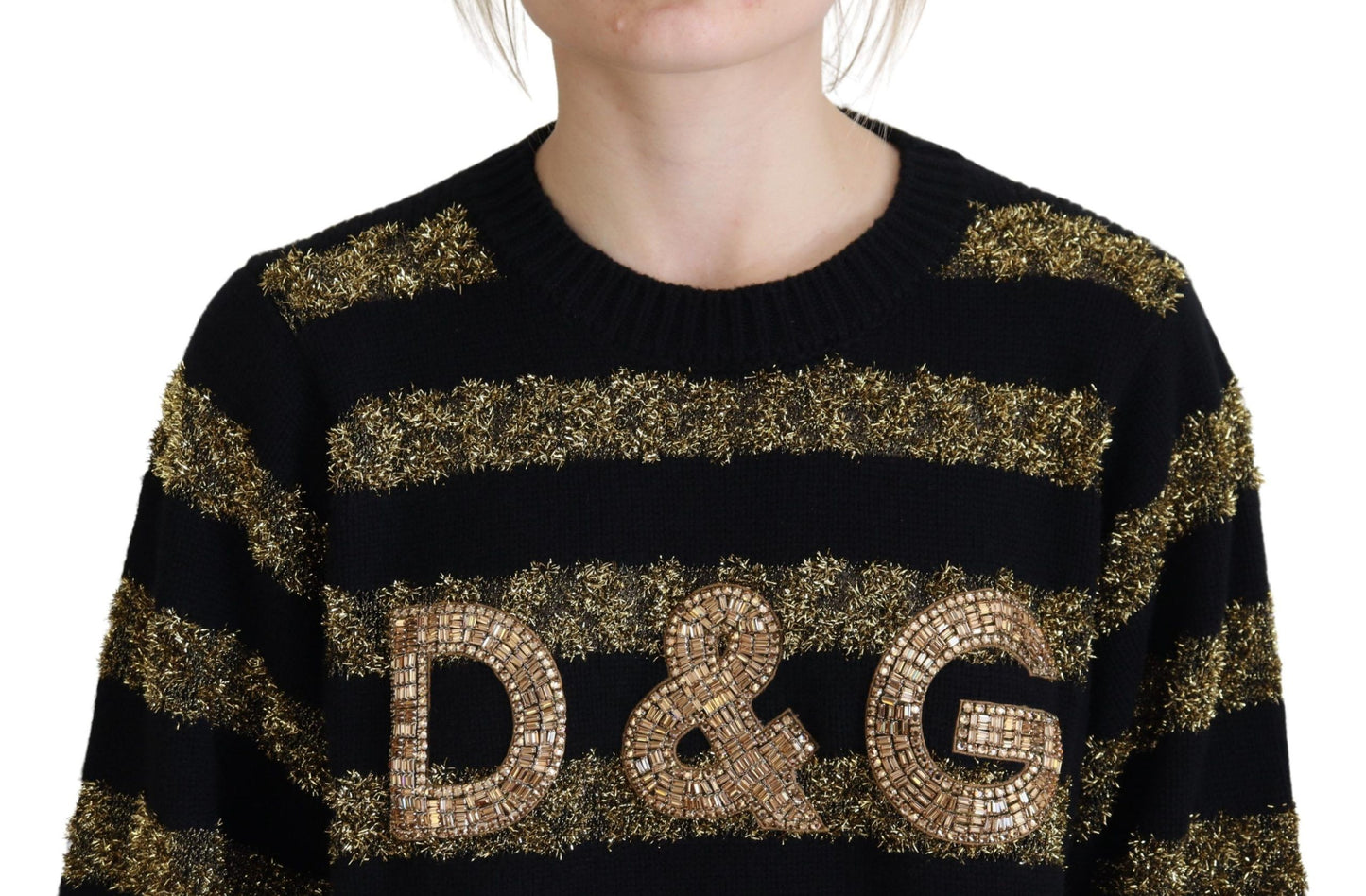 Dolce &amp; Gabbana Elegant sweater with black and gold crystal