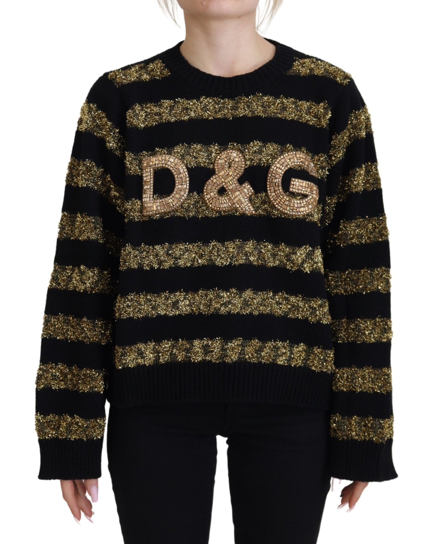 Dolce &amp; Gabbana Elegant sweater with black and gold crystal