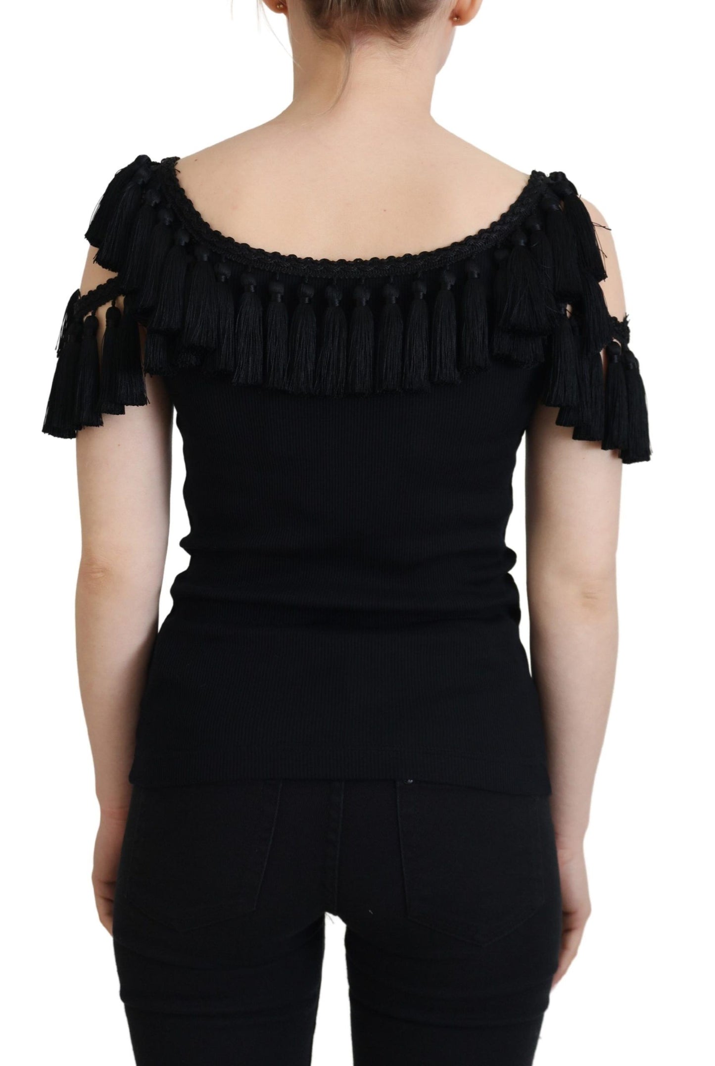 Dolce &amp; Gabbana Elegant Black Cotton Tank Top Blouse