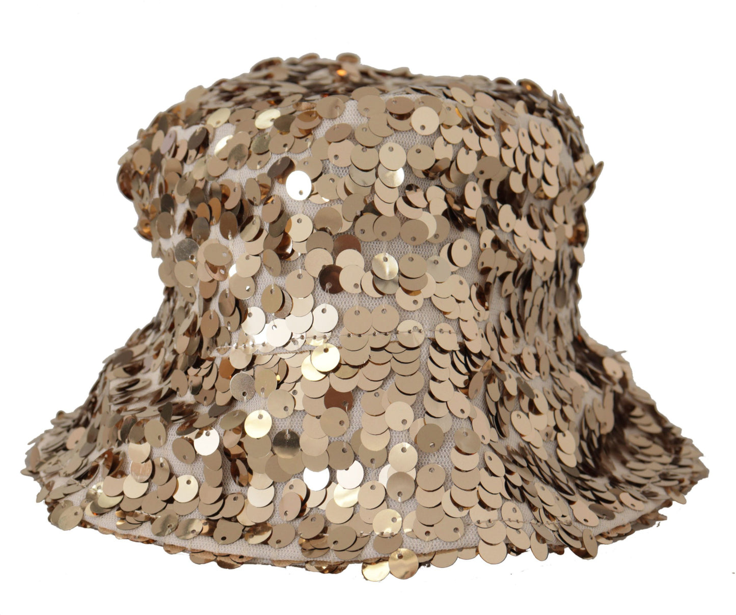 Dolce &amp; Gabbana Elegant Gold Bucket Hat with Sequins