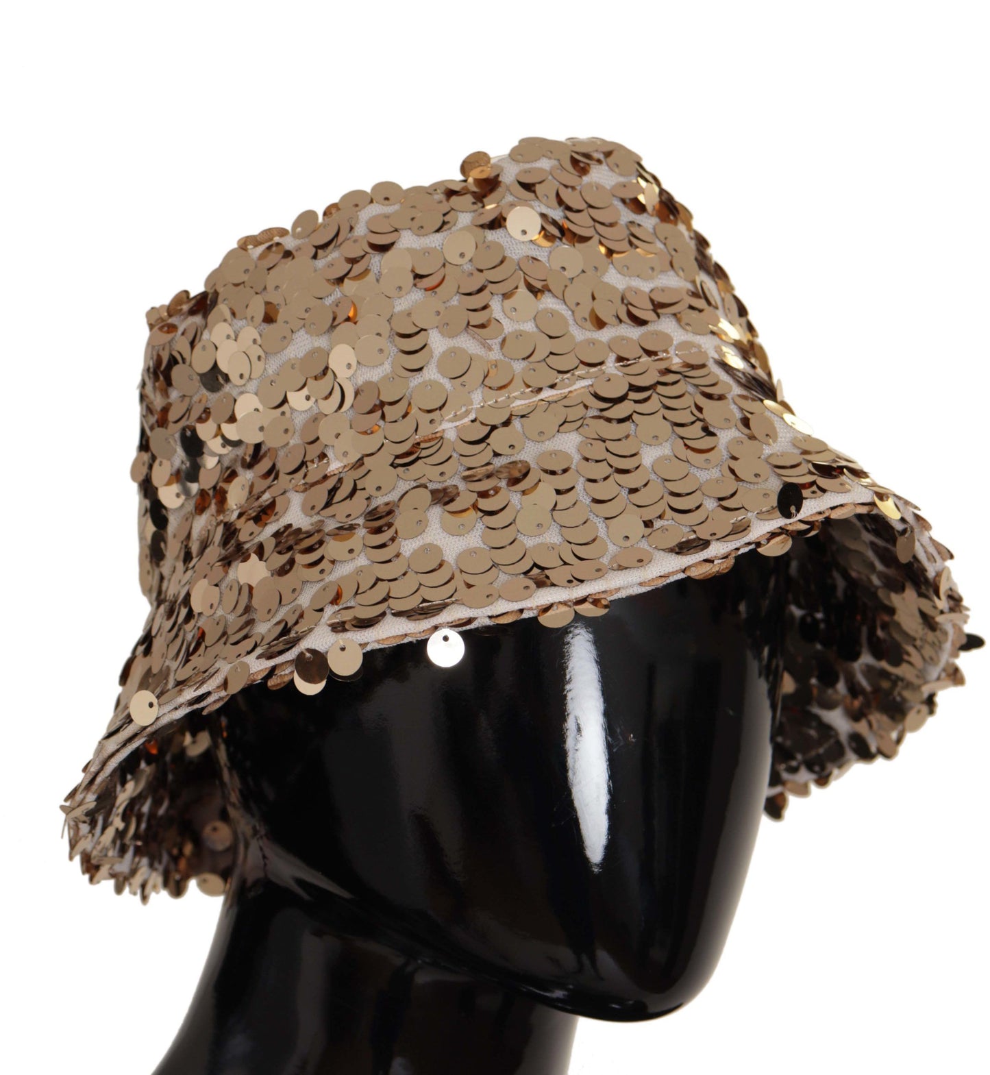 Dolce &amp; Gabbana Elegant Gold Bucket Hat with Sequins