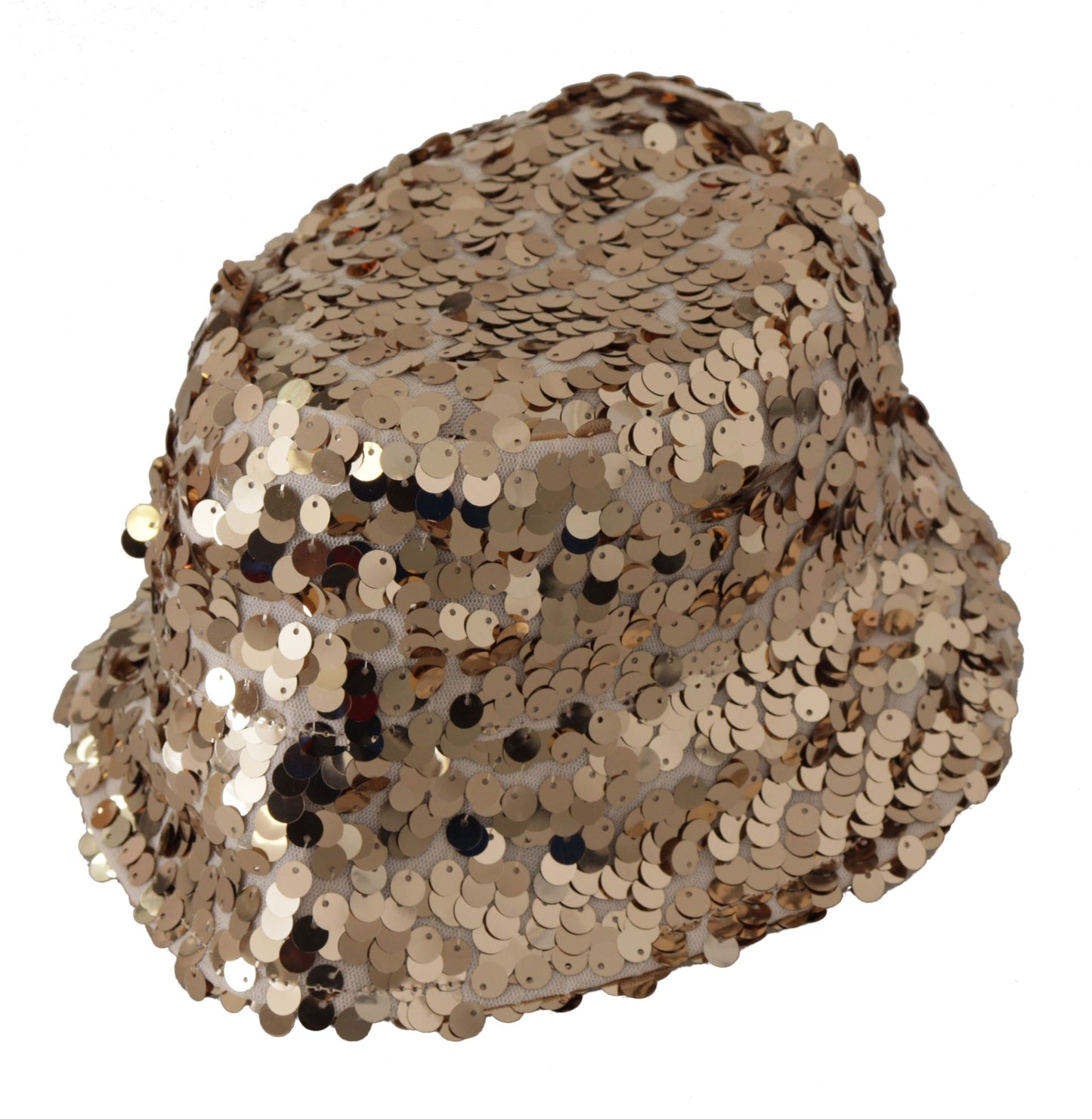 Dolce &amp; Gabbana Elegant Gold Bucket Hat with Sequins