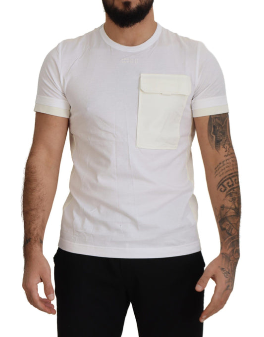 Dolce &amp; Gabbana Elegant white cotton T-shirt with DG chest pocket