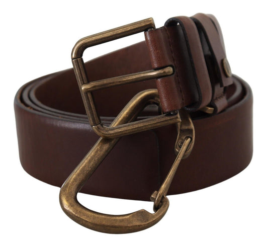 Dolce &amp; Gabbana Elegant brown leather belt with metal buckle