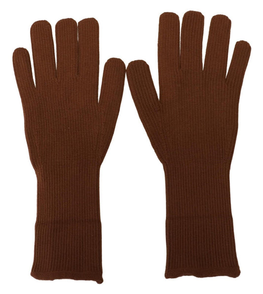 Dolce &amp; Gabbana Elegant brown cashmere winter gloves