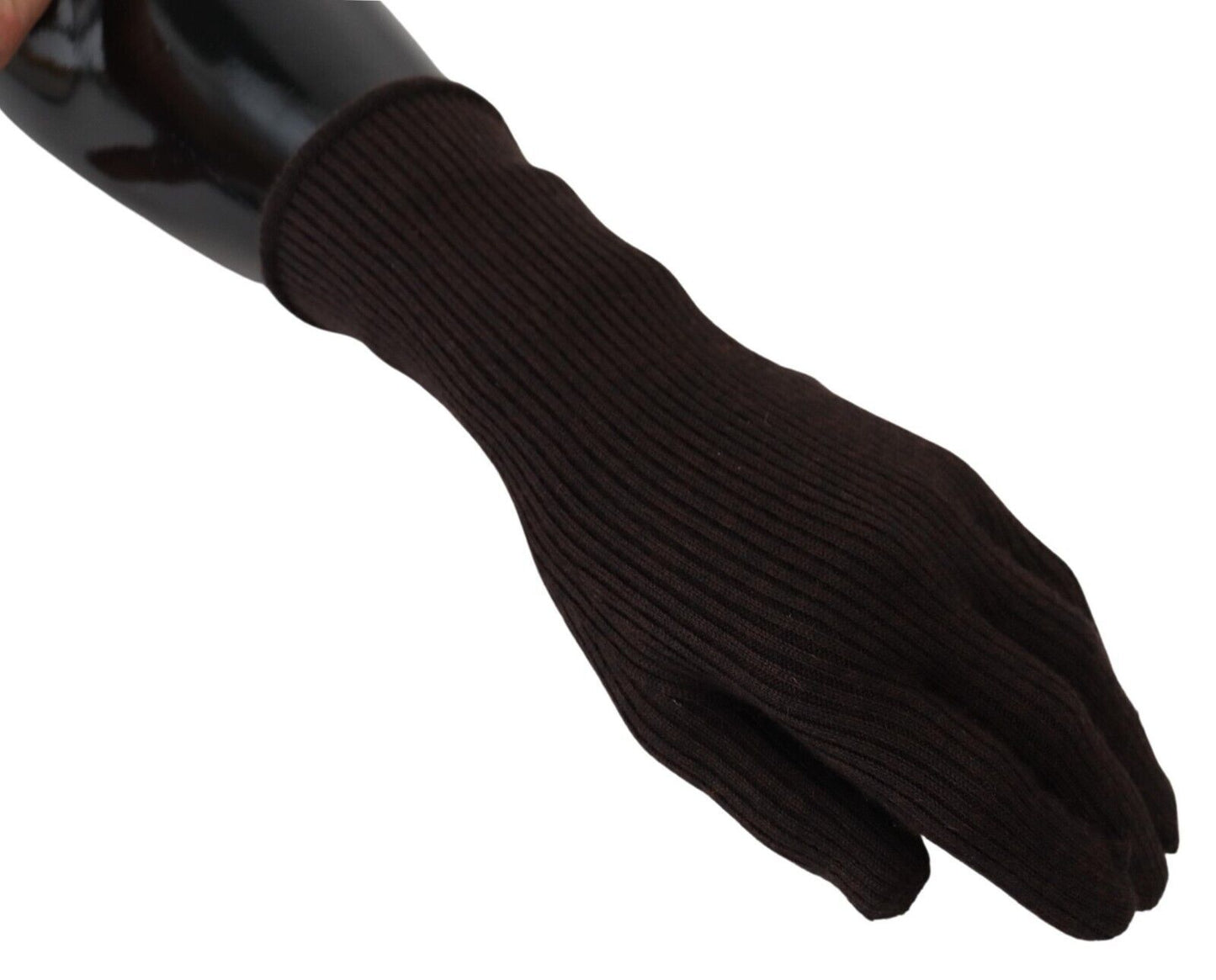 Dolce &amp; Gabbana Elegant Silk Cashmere Gloves Ruskeat