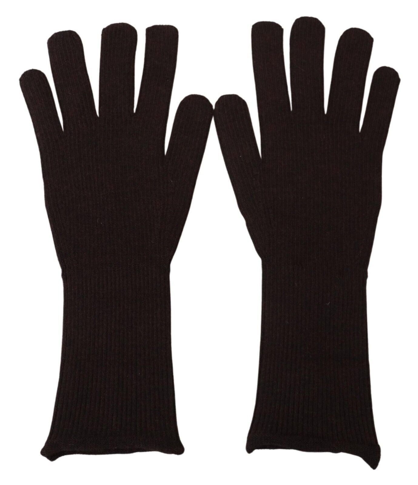 Dolce &amp; Gabbana Elegant Silk Cashmere Gloves Ruskeat