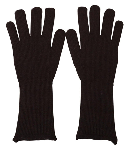 Dolce &amp; Gabbana Elegant Silk Cashmere Gloves Brown