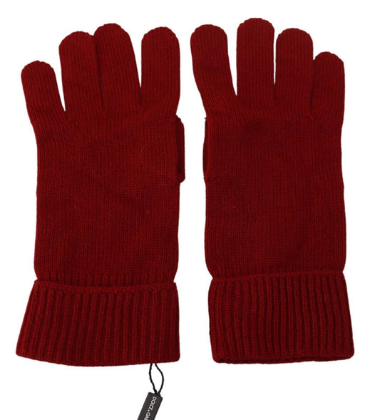 Dolce &amp; Gabbana Elegant red cashmere winter gloves