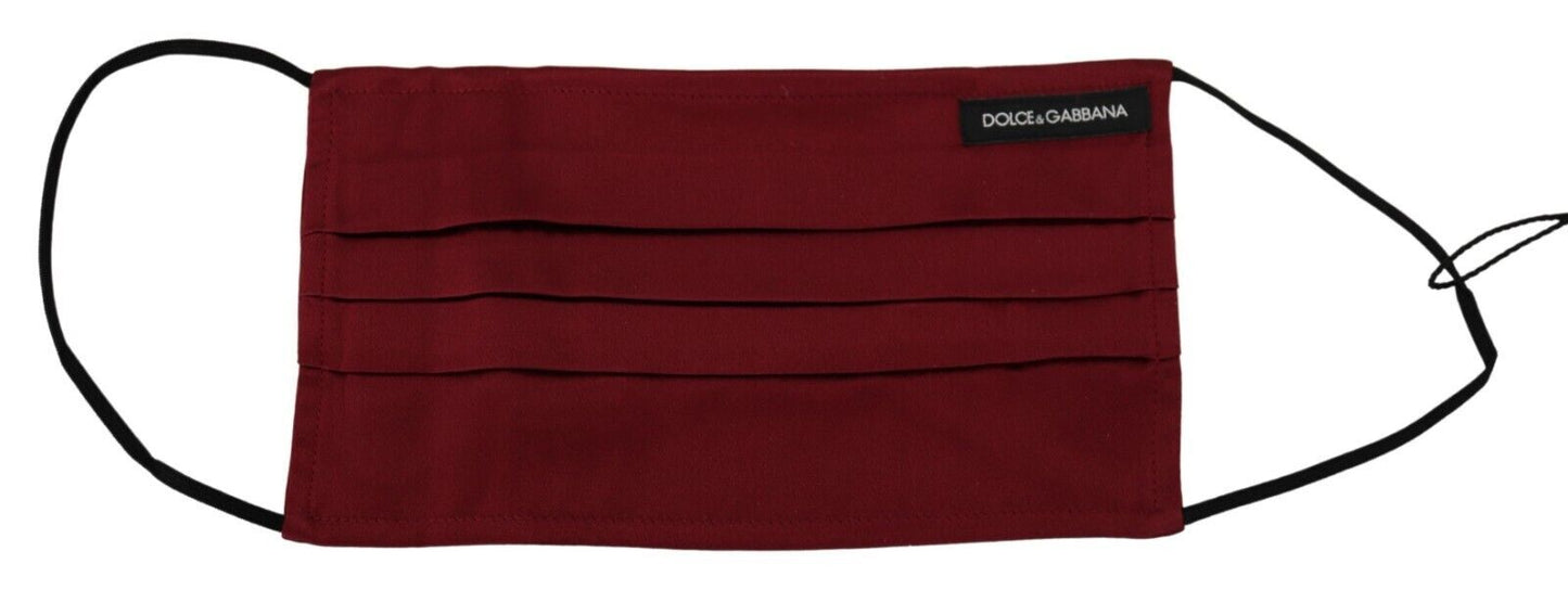 Dolce &amp; Gabbana Elegant Maroon Silk Pleated Face Mask