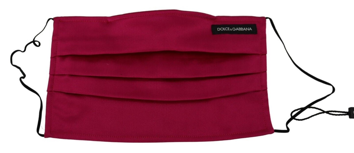 Dolce &amp; Gabbana Elegant Maroon Silk Face Mask with Pleated Detail