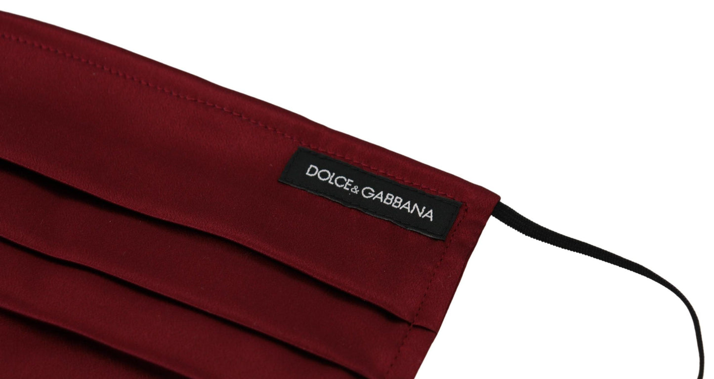 Dolce &amp; Gabbana Elegant Maroon Silk Face Mask with Pleated Detail