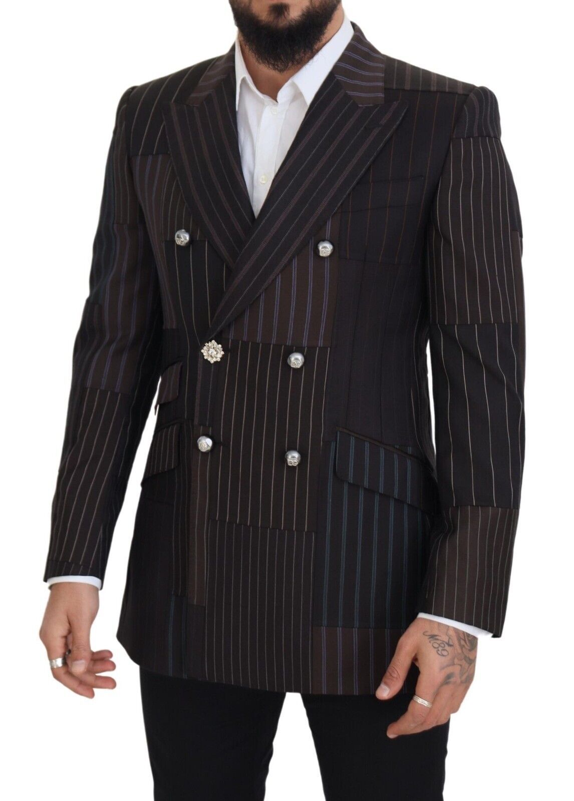 Dolce &amp; Gabbana Multicolor Wool Silk Blend Slim Fit Blazer