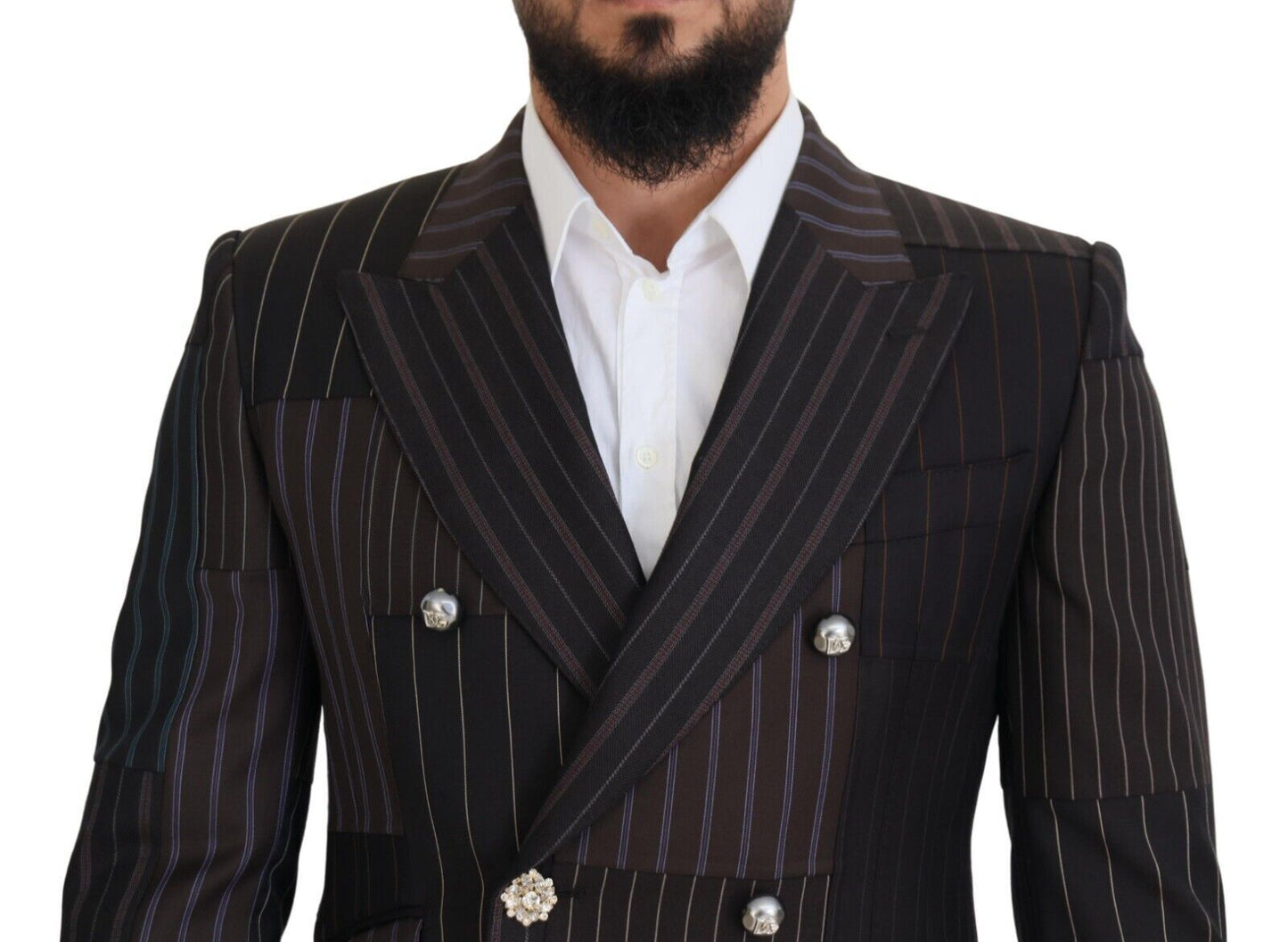 Dolce &amp; Gabbana Multicolor Wool Silk Blend Slim Fit Blazer