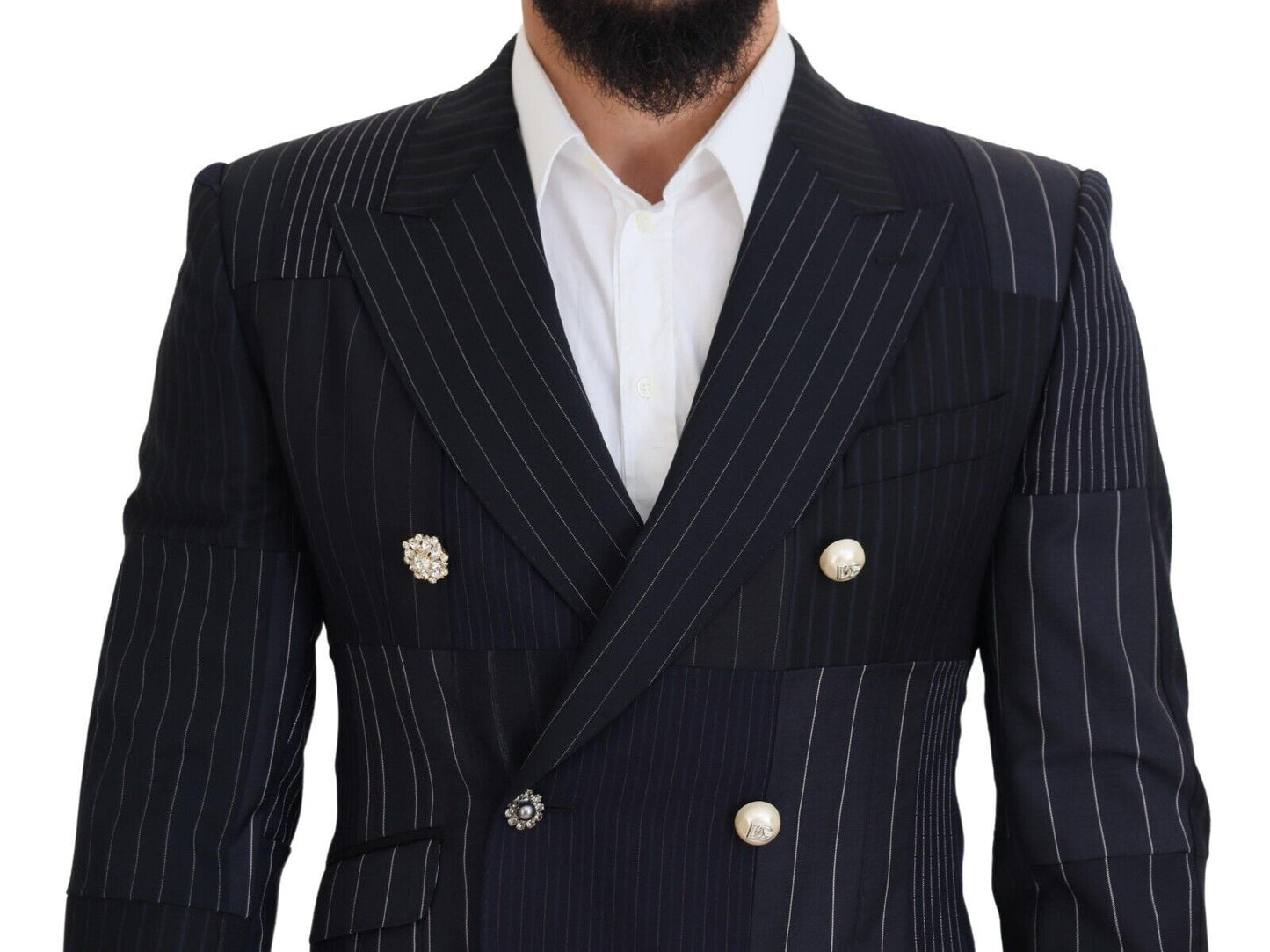 Dolce &amp; Gabbana Elegant navy blazer in slim fit and double-breasted