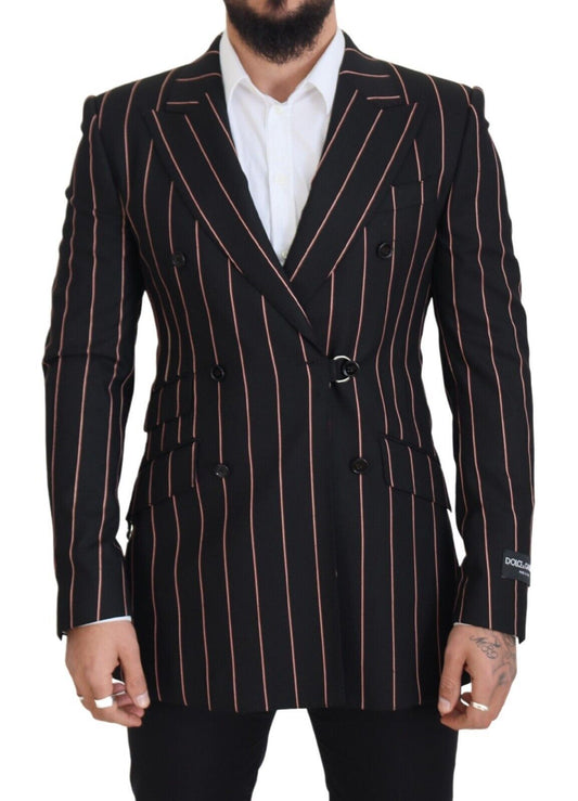 Dolce & Gabbana Eleganter, schmal geschnittener, doppelreihiger schwarzer Blazer