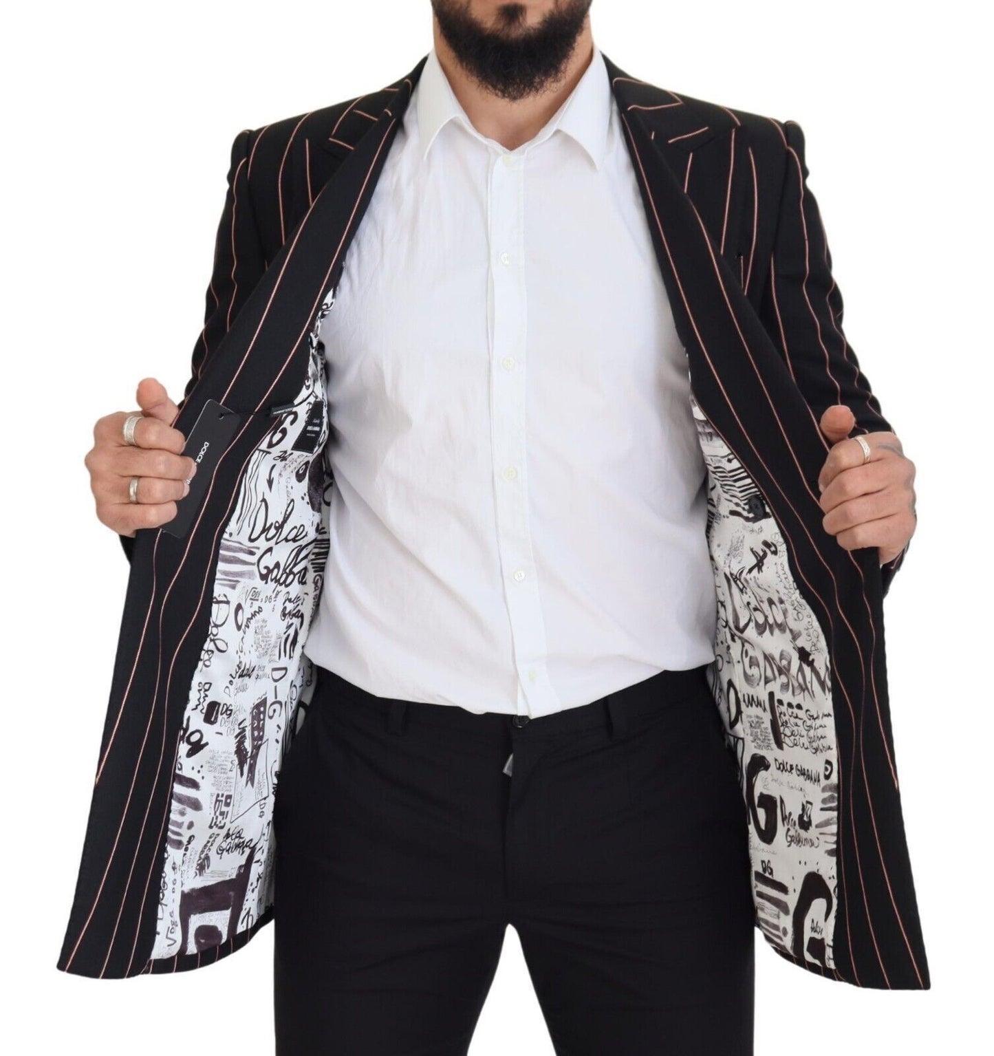 Dolce &amp; Gabbana Elegant slim fit double breasted black blazer