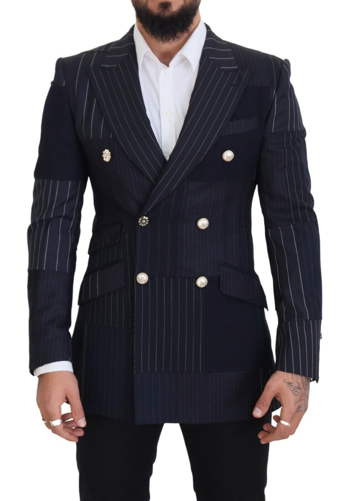 Dolce &amp; Gabbana navy blue double-breasted slim fit blazer