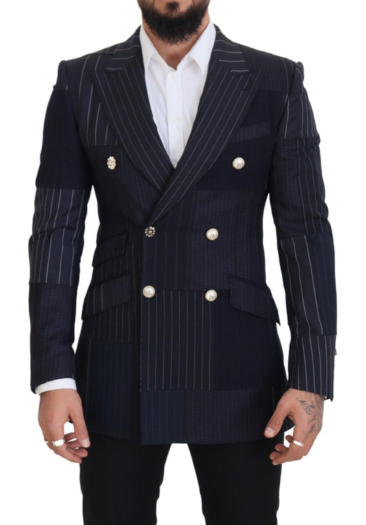 Dolce & Gabbana Marineblauer doppelreihiger, schmal geschnittener Blazer