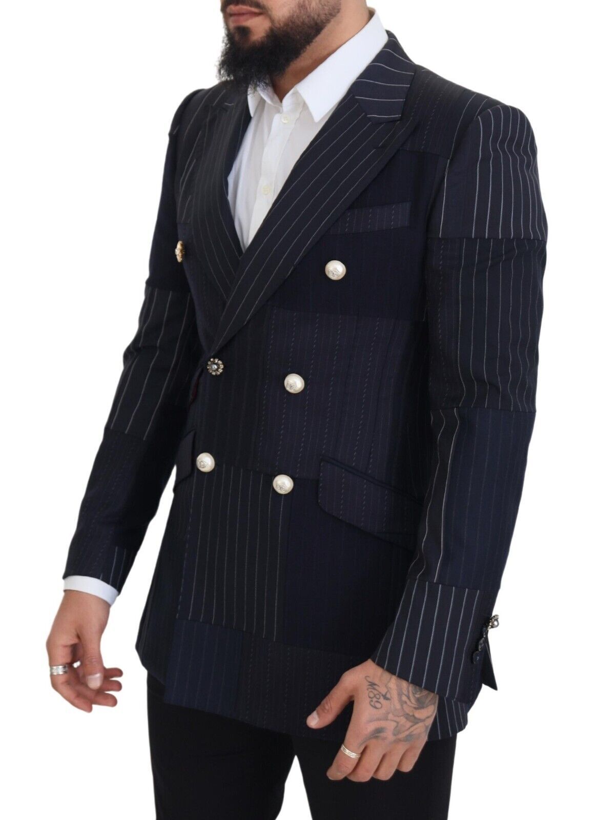 Dolce &amp; Gabbana navy blue double-breasted slim fit blazer