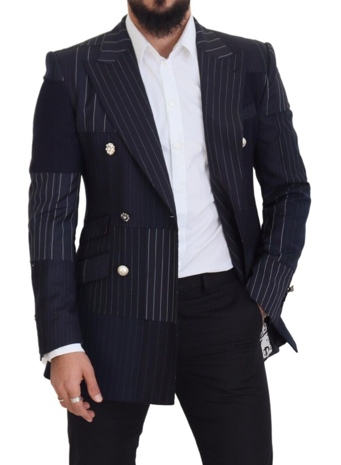 Dolce &amp; Gabbana navy blue double-breasted slim fit blazer