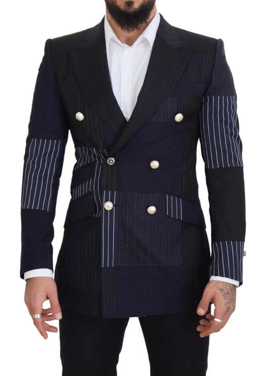 Dolce &amp; Gabbana Elegant double-breasted wool blazer in navy blue